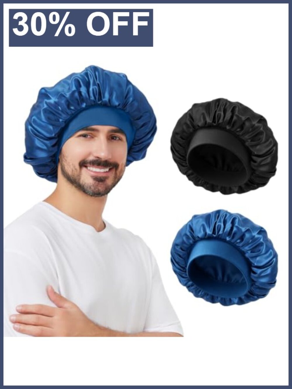 Satin Silk Bonnet for Sleeping Men Women Large Elastic Band Hair Care Cap
